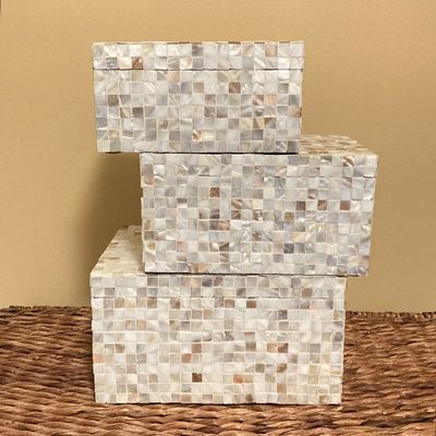 LOT 75: Set of Three Mother of Pearl Decorative Nesting Boxes