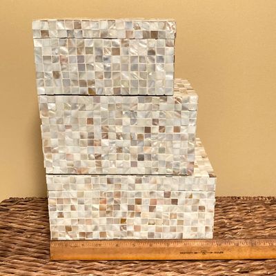 LOT 75: Set of Three Mother of Pearl Decorative Nesting Boxes