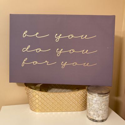 LOT 71: Home Decor - Inspirational Wall Art, Mother of Pearl Canister, Accent Pillow and Gold Tone Basket