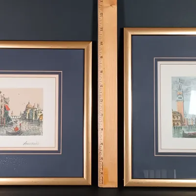LOT 70F: Pair of Signed Etchings of Venice
