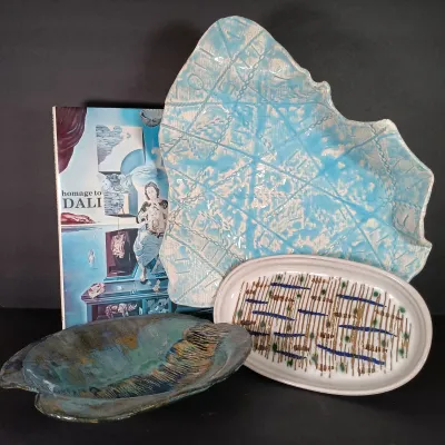 LOT 73F: MCM Art Pottery with Homage to Dali Coffee Table Book