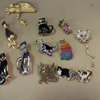 Collection of Cat Theme Brooches and Pins (#4)