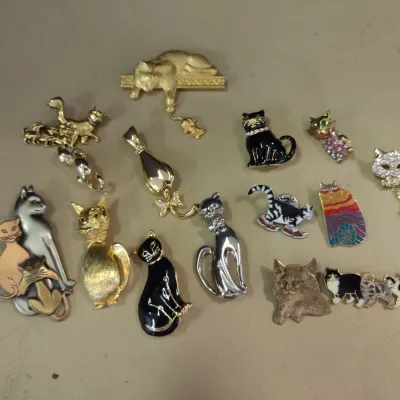 Collection of Cat Theme Brooches and Pins (#4)