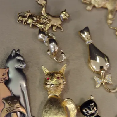 Collection of Cat Theme Brooches and Pins (#4)