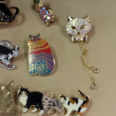 Collection of Cat Theme Brooches and Pins (#4)