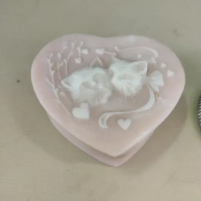 Cat Design Trinket Box and Silver Plated Jewelry Stand (#7)