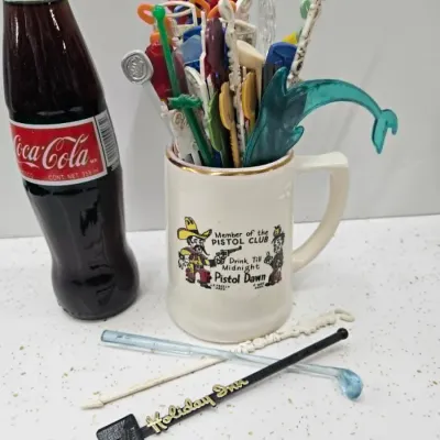 Mug with vintage stir sticks