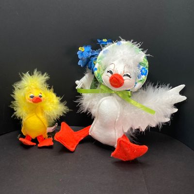 LOT 66: Vintage Annalee Doll Collection with Stained Glass Easter Egg - White Spring Duck, Easter Duck, Bunny and More