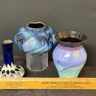 LOT 45: Collection of 3 Glazed Art Pottery Vases