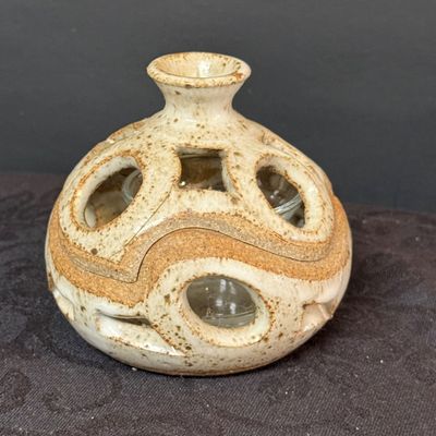 LOT 53: Collection of Studio Art Pottery - Vase, Bowl and Votive Candle Holders