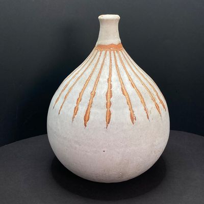 LOT 65: Ceramic Vase (Puerto Rico) with Collection of Painted / Carved Stone Figurines