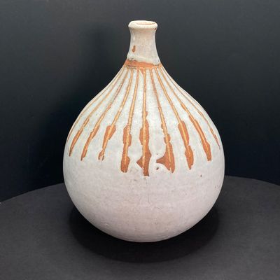 LOT 65: Ceramic Vase (Puerto Rico) with Collection of Painted / Carved Stone Figurines