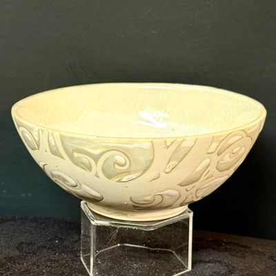 LOT 54: Studio Pottery Vase. Bottle, Crock and Bowl