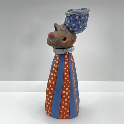 LOT 64: Collection of Carved Animals (Onyx, Wood, Stone) with Ceramic Folk Art Candlestick Holder