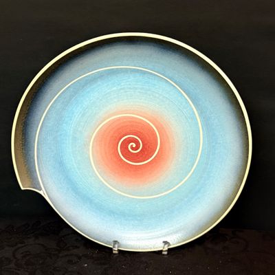LOT 50: Colorful Collection Of Signed Studio Art Pottery Plates Including a Fish, Check, Swirl and Other Patterns
