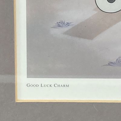 LOT 59: Framed Walt Disney Good Luck Charm / Plane Crazy 1928 Print with Souvenir Mickey Mouse and Collection of Books