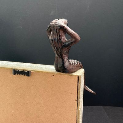 LOT 69: Mermaid / Beach Collection - Art Pottery Mask Sculpture w/Seashells, Cast Iron Mermaid, Scalloped Shell Sculpture & More
