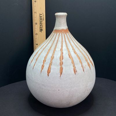LOT 65: Ceramic Vase (Puerto Rico) with Collection of Painted / Carved Stone Figurines