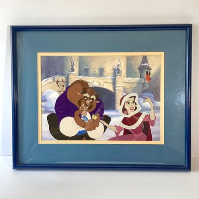 LOT 62: Pair of Framed Disney's Beauty and The Beast Wall Hangings - Numbered 16864 / 30000 "Belle Tames The Beast" and More