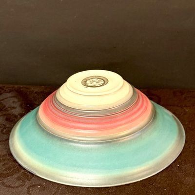 LOT 50: Colorful Collection Of Signed Studio Art Pottery Plates Including a Fish, Check, Swirl and Other Patterns