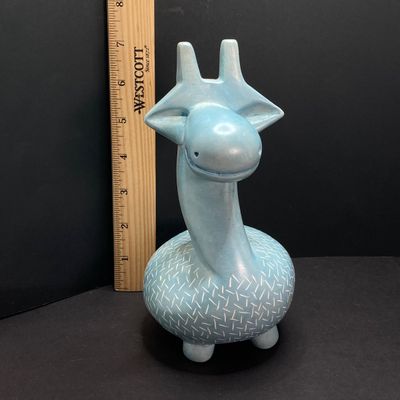 LOT 65: Ceramic Vase (Puerto Rico) with Collection of Painted / Carved Stone Figurines