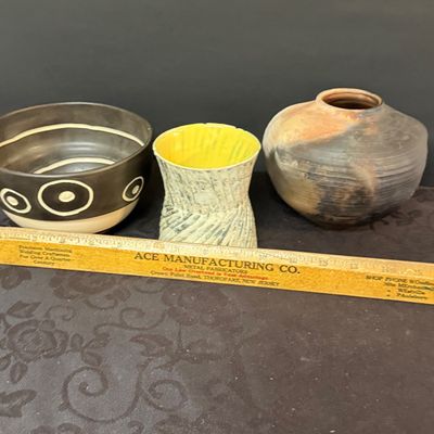 LOT 44: Collection of Studio Pottery Vases and Bowl Signed by the Artist