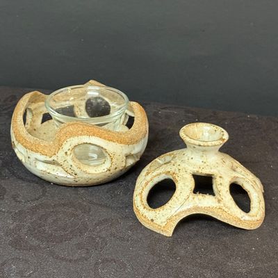 LOT 53: Collection of Studio Art Pottery - Vase, Bowl and Votive Candle Holders
