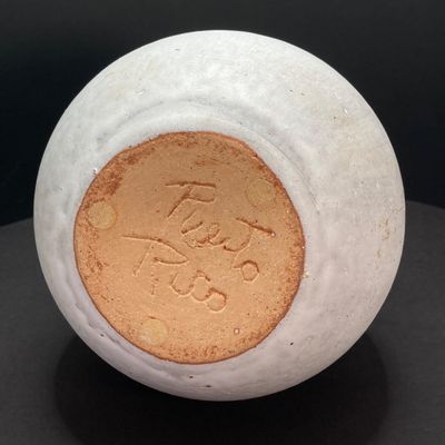 LOT 65: Ceramic Vase (Puerto Rico) with Collection of Painted / Carved Stone Figurines