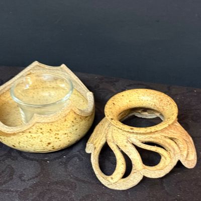 LOT 53: Collection of Studio Art Pottery - Vase, Bowl and Votive Candle Holders