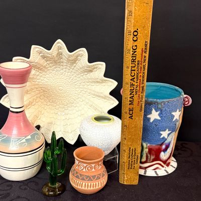 LOT 48: Collection of Southwestern Inspired Vases Bowls and More