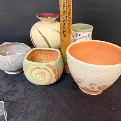 LOT 51: Collection Studio Art Pottery Vases of Various Sizes and Shapes Including Signed Pieces