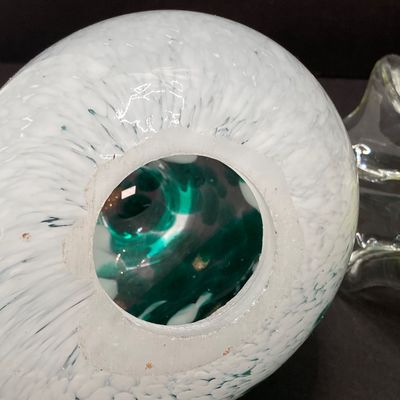 LOT 71: Pair of Art Glass Birds with Colorful Egg / Oval Shaped Paperweight
