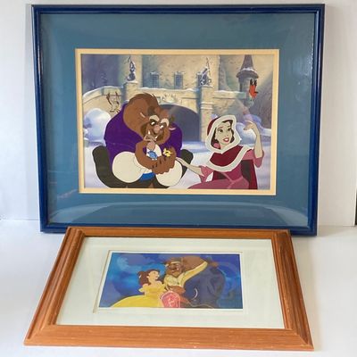 LOT 62: Pair of Framed Disney's Beauty and The Beast Wall Hangings - Numbered 16864 / 30000 "Belle Tames The Beast" and More