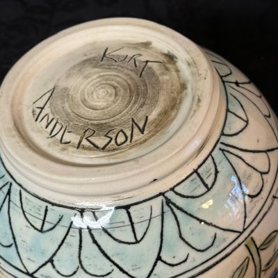 LOT 46: Collection of Whimsical Pottery Art- Bowl, Plate, and Vases