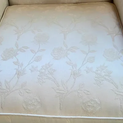 Sale Photo Thumbnail #163: Off White
Floral Print Fabric
Wood Legs
41" tall x 29" deep 34" wide
Wood has a few scratches and there is a soil mark on arm a few fabric pills

Pickup Details
Once your purchase is complete, you'll receive the pick-up address along with your scheduled p