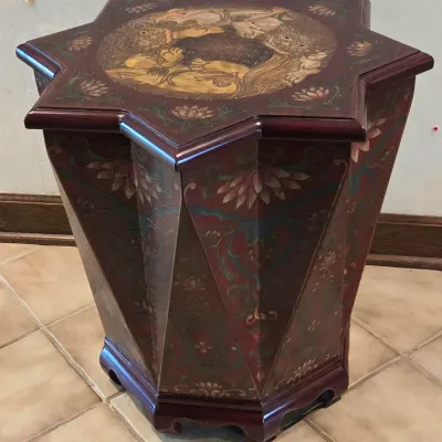 Sale Photo Thumbnail #282: Lotus and Foo Dog Motif
Star Shape
Removable Lid for Storage
23" tall x 22" wide

Pickup Details
Once your purchase is complete, you'll receive the pick-up address along with your scheduled pick-up instructions. Feel free to reach us at 708-362-1512 or 70