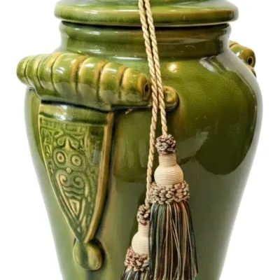 Sale Photo Thumbnail #40: Moss Green Urn Vase
Includes Tassel
18" tall x 10" wide

Pickup Details
Once your purchase is complete, you'll receive the pick-up address along with your scheduled pick-up instructions. Feel free to reach us at 708-362-1512 or 708-362-1510.

PLEASE NOTE: