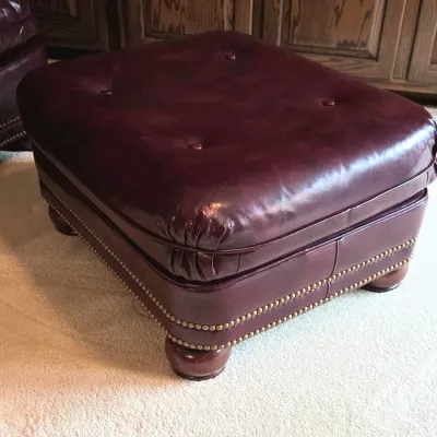 Sale Photo Thumbnail #386: Chair 31" tall x 35" deep x 30" wide
Ottoman 16" tall x 23" deep x 20.5" wide
There is a scratch under one arm; see photo
Very gently used

Pickup Details
Once your purchase is complete, you'll receive the pick-up address along with your scheduled pick-up