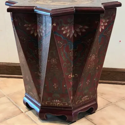 Sale Photo Thumbnail #283: Lotus and Foo Dog Motif
Star Shape
Removable Lid for Storage
23" tall x 22" wide

Pickup Details
Once your purchase is complete, you'll receive the pick-up address along with your scheduled pick-up instructions. Feel free to reach us at 708-362-1512 or 70