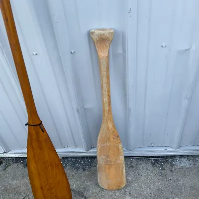 968 Pair of Vintage Wooden Canoe & Boat Oars – "Battle Troop 72" & F-17