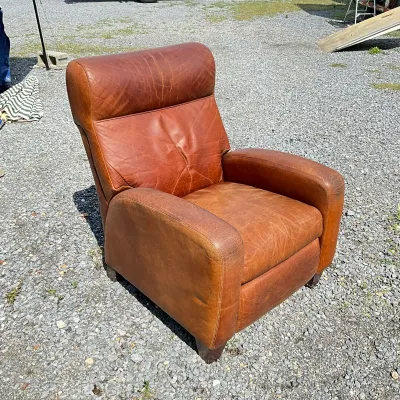 966 Vintage Brown Leather Reclining Lounge Chair