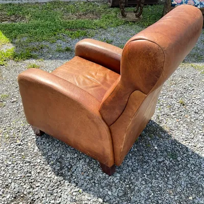 966 Vintage Brown Leather Reclining Lounge Chair