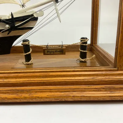 926 Handcrafted Model of the Clipper Ship Flying Cloud in Oak & Glass Display Case