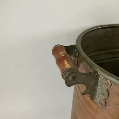 985 Antique Copper Wash Boiler with Tin Lined Interior & Lid