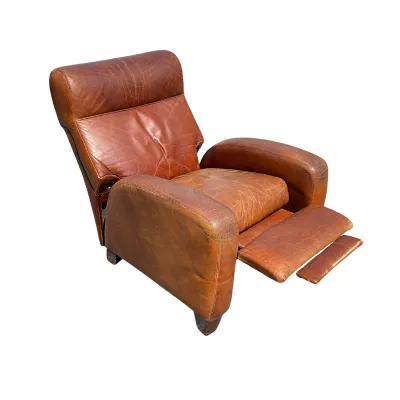 966 Vintage Brown Leather Reclining Lounge Chair