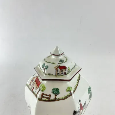 1002 Crown Staffordshire Fine Bone China Hunting Scene Ginger Jar
