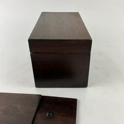 963 Antique Mahogany Tea Caddy with Double Lidded Interior