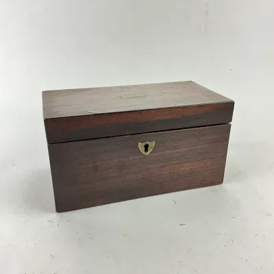 963 Antique Mahogany Tea Caddy with Double Lidded Interior