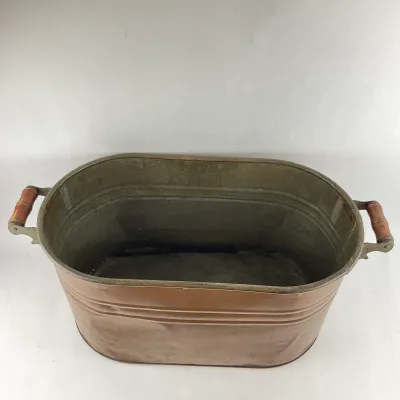 985 Antique Copper Wash Boiler with Tin Lined Interior & Lid