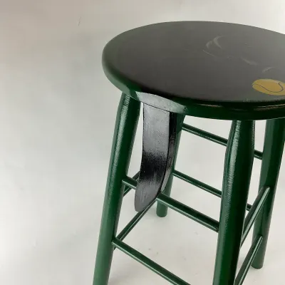 1005 Signed Hand-Painted Black Labrador Bar Stool by B. Hauserman, 1997